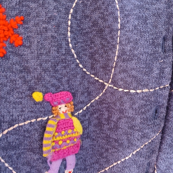 CLASSICS by Marisa Christina - Christmas Ice Skaters - Blue Button Cardi… - Picture 6 of 15